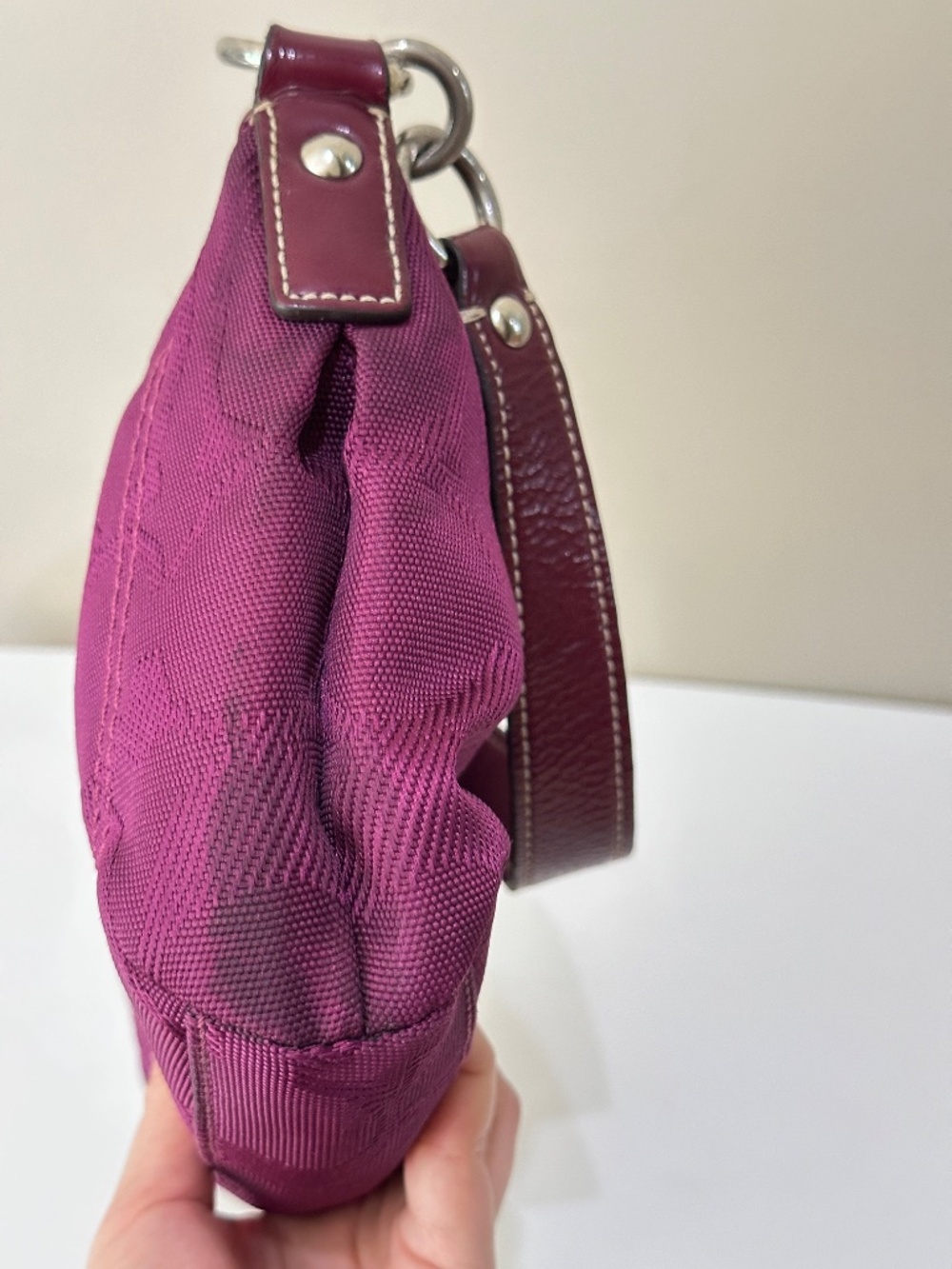 Vintage Y2K Coach Purple Signature Nylon Hobo Shoulder Bag F15233 - Picture 8 of 12